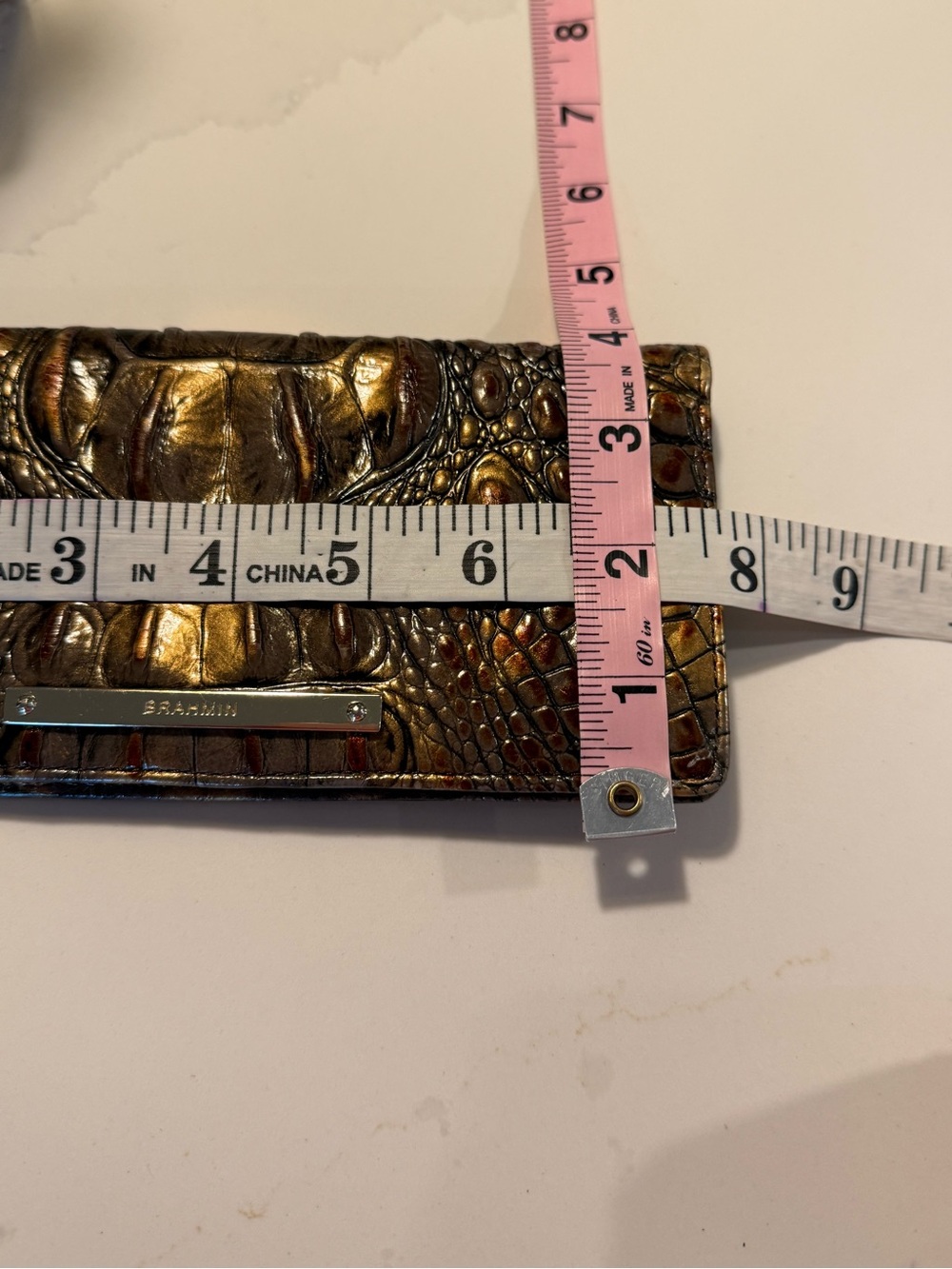 Brahmin Iridescent Brown Croc-Embossed Leather Clutch - Picture 8 of 10